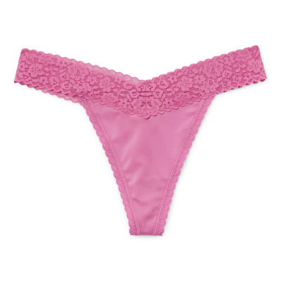 Ambrielle Everyday Thong with Lace Trim Panty