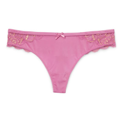 Ambrielle Satin With Lace Thong Panty