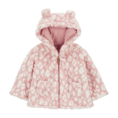 Carter's Baby Girls Hooded Long Sleeve Leopard Cardigan, Color Pink