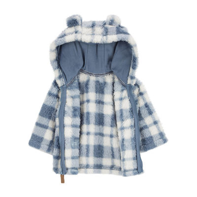 Carter's Baby Boys Hooded Long Sleeve Zipper Plaid Cardigan