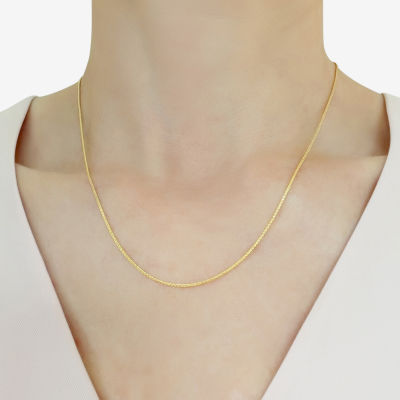 14K Gold Inch Solid Wheat Chain Necklace