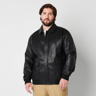 Leather bomber jacket clearance mens big and tall