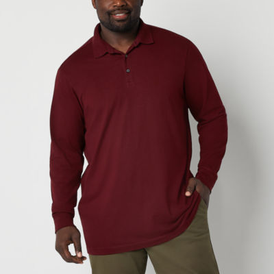 Mens big and tall long sleeve polo on sale shirts