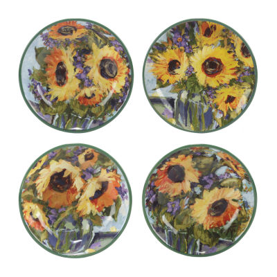 Certified International Sunflower Bouquet 4-pc. Earthenware Soup Bowl