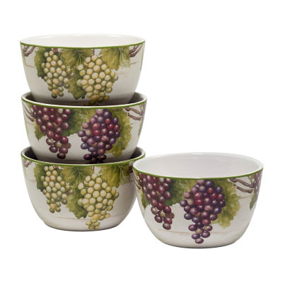 Certified International Meadow Brook Vineyard 4-pc. Earthenware Ice Cream Bowl