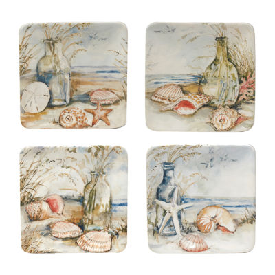 Certified International Coastal Landscape Canape 4-pc. Earthenware Appetizer Plate