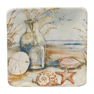 Certified International Coastal Landscape Canape 4-pc. Earthenware Appetizer Plate