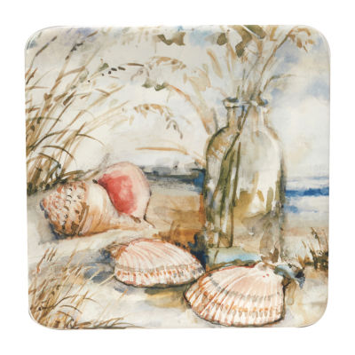 Certified International Coastal Landscape Canape 4-pc. Earthenware Appetizer Plate