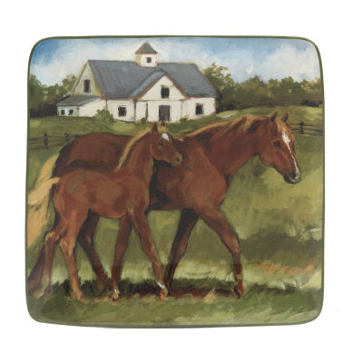 Certified International York Stables Canape 4-pc. Earthenware Appetizer Plate
