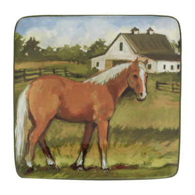 Certified International York Stables Canape 4-pc. Earthenware Appetizer Plate