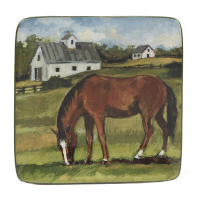 Certified International York Stables Canape 4-pc. Earthenware Appetizer Plate