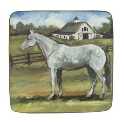 Certified International York Stables Canape 4-pc. Earthenware Appetizer Plate