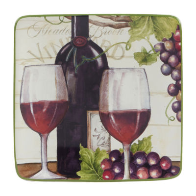 Certified International Meadow Brook Vineyard Canape 4-pc. Earthenware Appetizer Plate