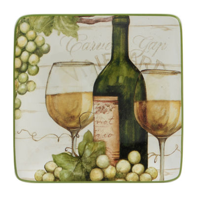 Certified International Meadow Brook Vineyard Canape 4-pc. Earthenware Appetizer Plate