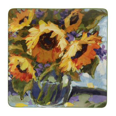 Certified International Sunflower Bouquet Square Serving Platter