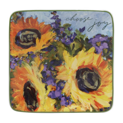 Certified International Sunflower Bouquet Canape 4-pc. Earthenware Appetizer Plate