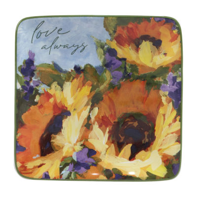 Certified International Sunflower Bouquet Canape 4-pc. Earthenware Appetizer Plate