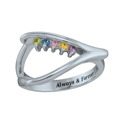 Personalized Birthstone Wishbone Ring 