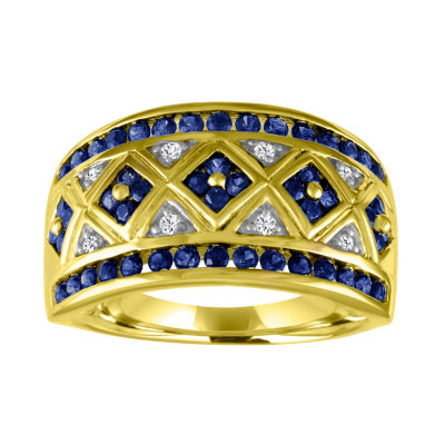 Blue & White Lab-Created Sapphire 14K Gold Over Silver Cocktail Ring