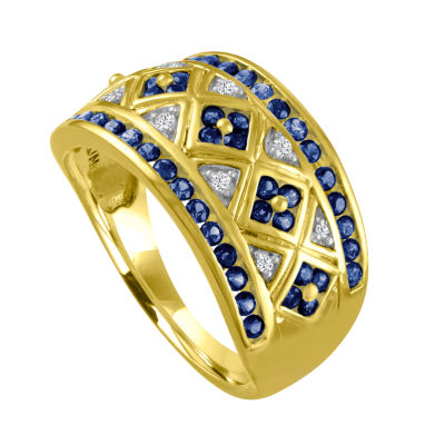 Blue & White Lab-Created Sapphire 14K Gold Over Silver Cocktail Ring