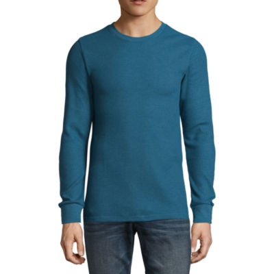 Arizona Mens Crew Neck Long Sleeve Thermal Top, Color Lyons Blue