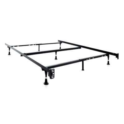 Malouf Structures Heavy Duty Adjustable Metal Bed Frame with Glides
