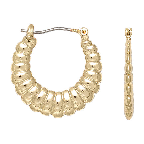 Mixit Gold Tone Tapered Ribbed Hoop Earrings