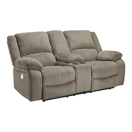 Signature Design By Ashley Dryden Pad-Arm Power Recline Loveseat, One Size, Gray