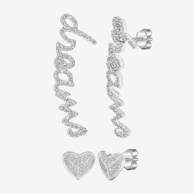 "Dreams" Mismatched 1/3 CT. T.W. Natural White Diamond 14K White Gold 27mm Heart Stud Earrings