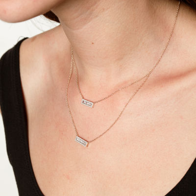 Double Layer Womens 5/8 CT. T.W. Natural White Diamond 14K Gold Bar 15 Inch Pendant Necklace