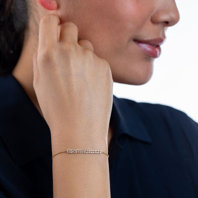 Womens 1/2 CT. T.W. Natural White Diamond 14K Gold Bar Bolo Bracelet