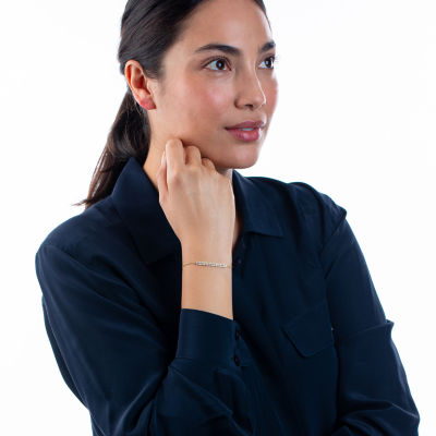 Womens 1/2 CT. T.W. Natural White Diamond 14K Gold Bar Bolo Bracelet