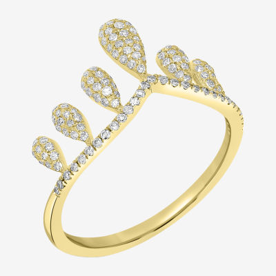 Womens 3/8 CT. T.W. Natural White Diamond 14K Gold Crown Delicate Stackable Ring