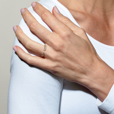 Open Edge Womens 1/3 CT. T.W. Natural White Diamond 14K Gold Delicate Stackable Ring