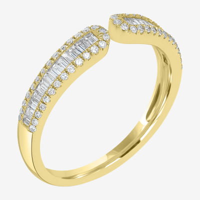 Open Edge Womens 1/3 CT. T.W. Natural White Diamond 14K Gold Delicate Stackable Ring