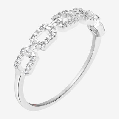 Link Womens 1/4 CT. T.W. Natural White Diamond 14K Gold Delicate Stackable Ring