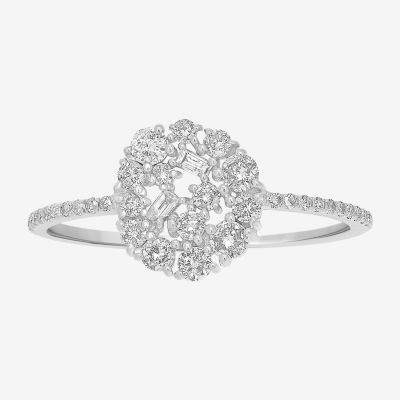 Womens 3/8 CT. T.W. Mined White Diamond 14K White Gold Round Delicate Stackable Ring JCPenney