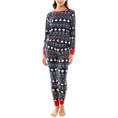 Jaclyn Womens Crew Neck Long Sleeve 2-pc. Pant Pajama Set