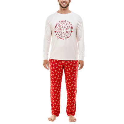 Jaclyn Mens Crew Neck Long Sleeve 2-pc. Pant Pajama Set