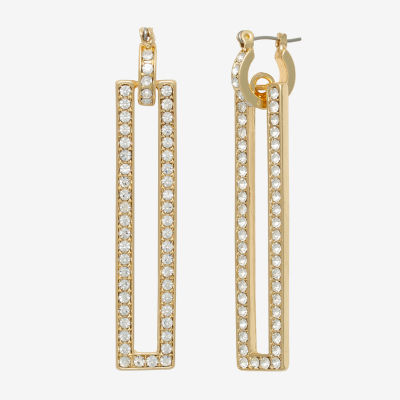 Mixit Silver Tone Pave Linear Rectangular Drop Earrings