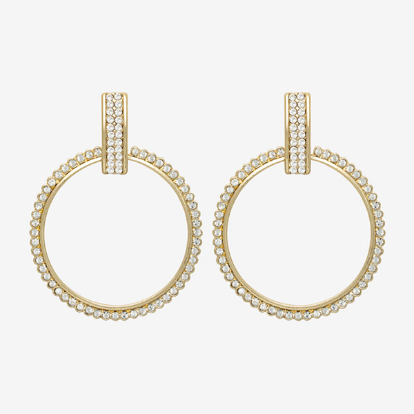 Mixit Silver Tone Pave Open Circle Drop Earrings