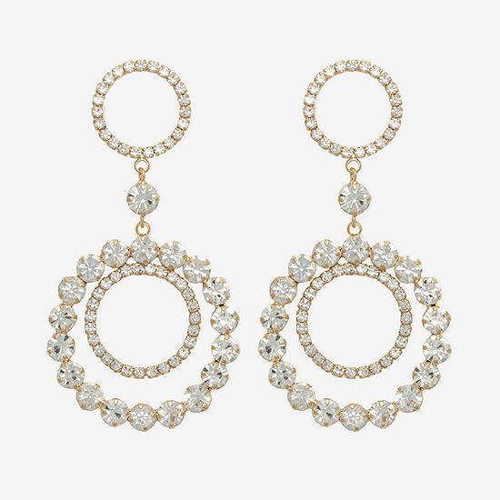 Mixit Silver Tone Pave Circle Drop Earrings