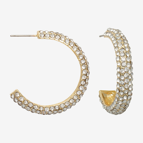 Mixit Gold Tone 26mm Pave C Hoop Earrings