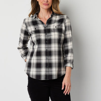 St. John's Bay Tall Womens Long Sleeve Regular Fit Button-Down Shirt