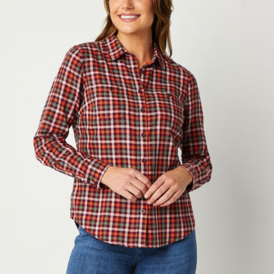 St. John's Bay Tall Womens Long Sleeve Regular Fit Button-Down Shirt