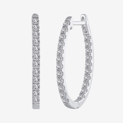 (H-I / I1) 1 CT. T.W. Lab Grown Diamond 10K or 14K Gold 25mm Hoop Earrings