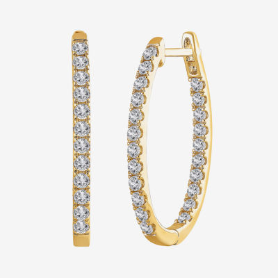 (H-I / I1) 1 CT. T.W. Lab Grown Diamond 10K or 14K White or Yellow Gold 25mm Hoop Earrings