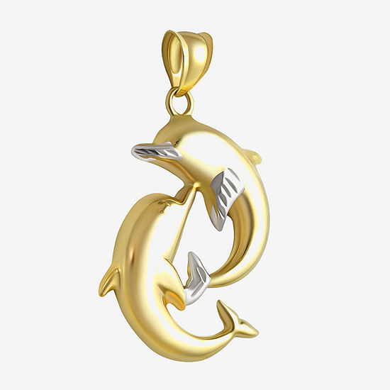Dolphin Womens 14K Two Tone Gold Pendant