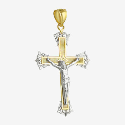 Womens 14K Two Tone Gold Cross Pendant