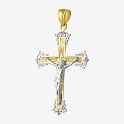 Womens 14K Two Tone Gold Cross Pendant